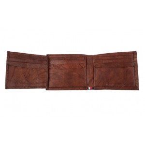 Tommy Hilfiger- Men's RFID Leather Traveler Wallet/ Tan 